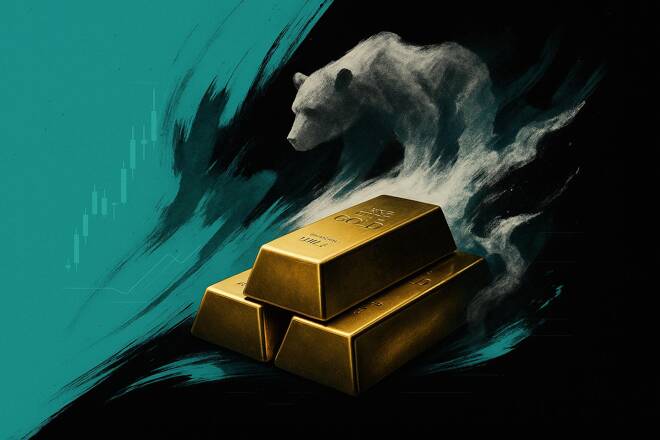 Gold bullion and bear.