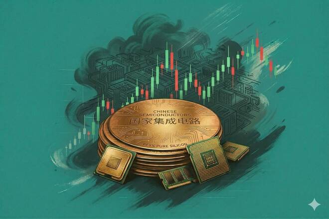 Chinese semiconductors and trading chart.