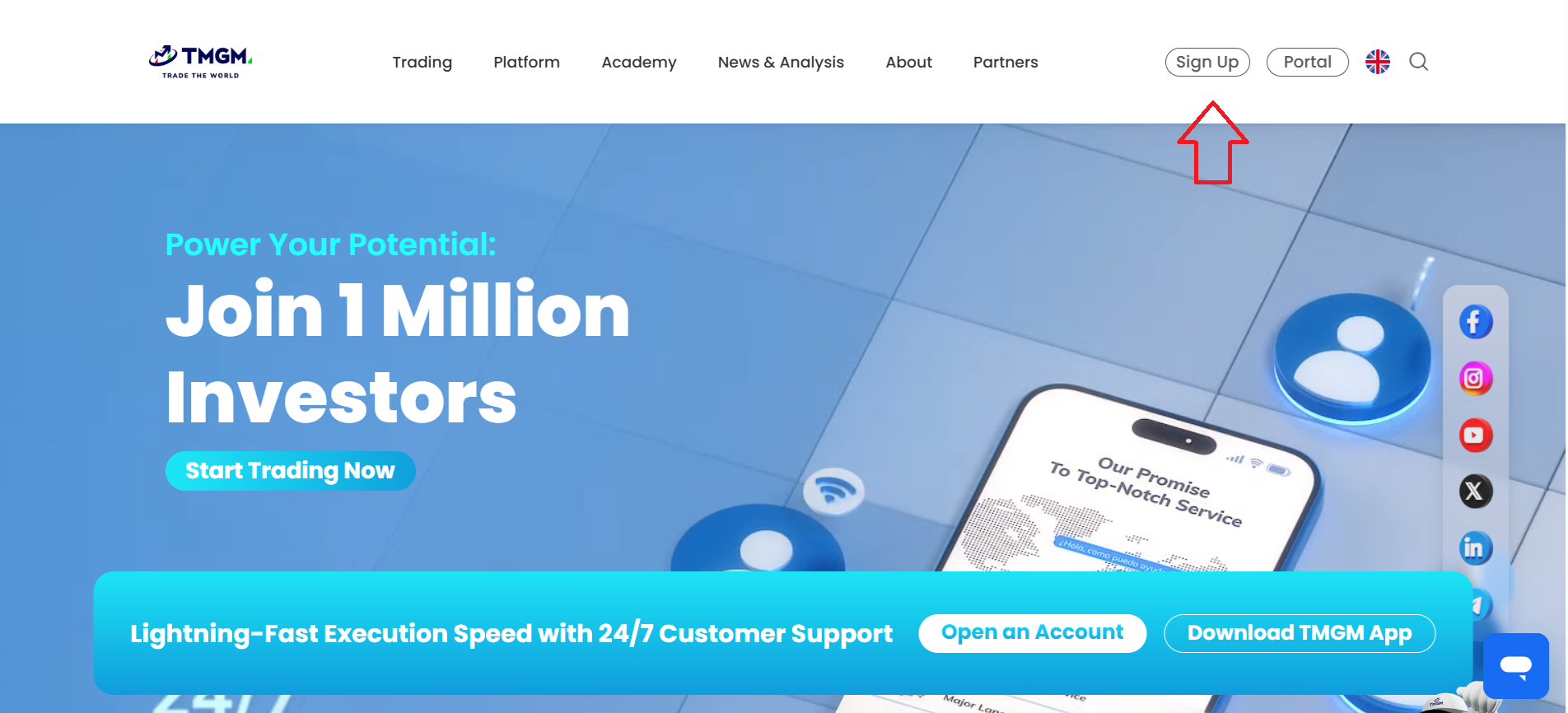Opening an account with TMGM