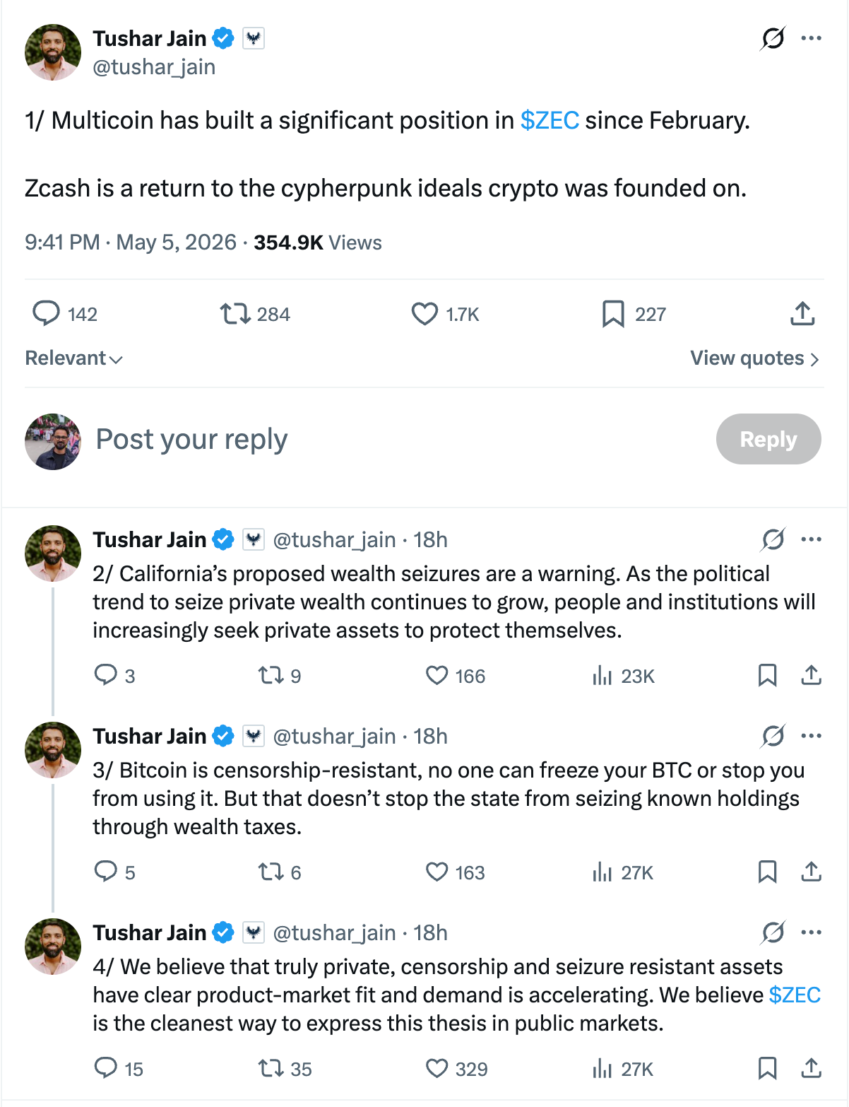 Source: Tushar Jain's Official X Handle