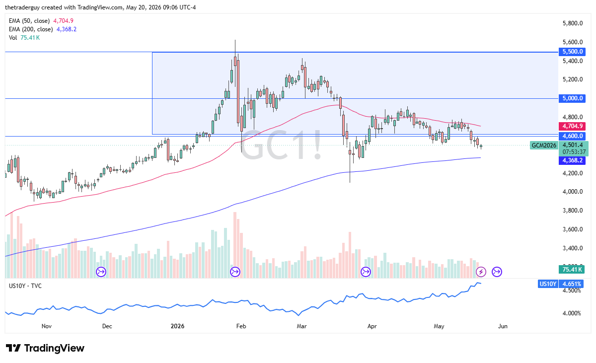 Gold daily candlestick chart. Source: TradingView