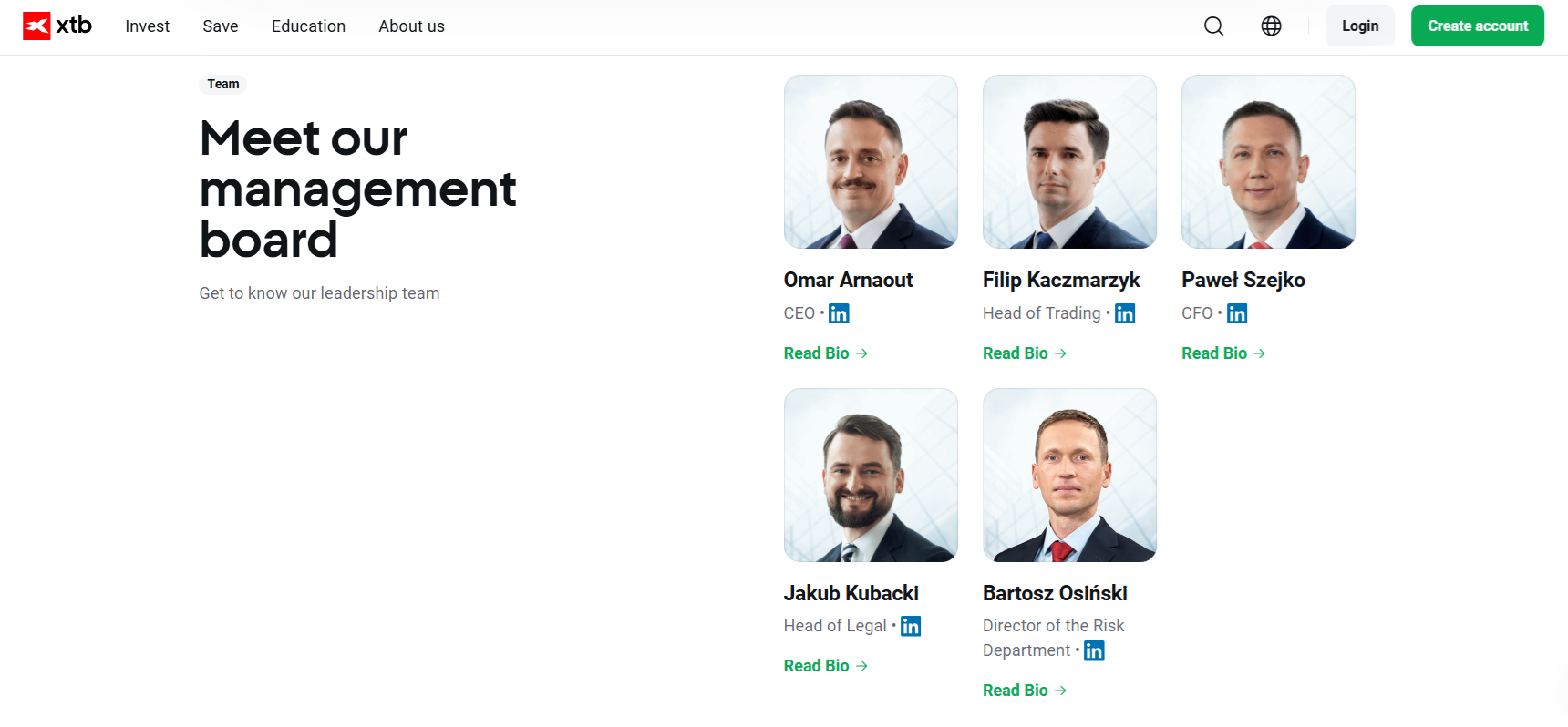XTB’s management team (Source: www.xtb.com)