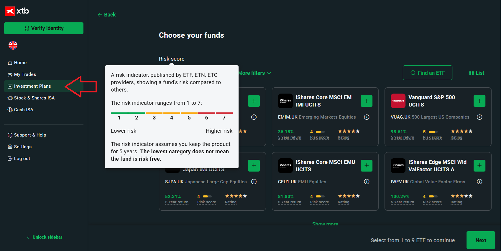 Investment plans on xStation 5 (Source: xStation 5 platform)