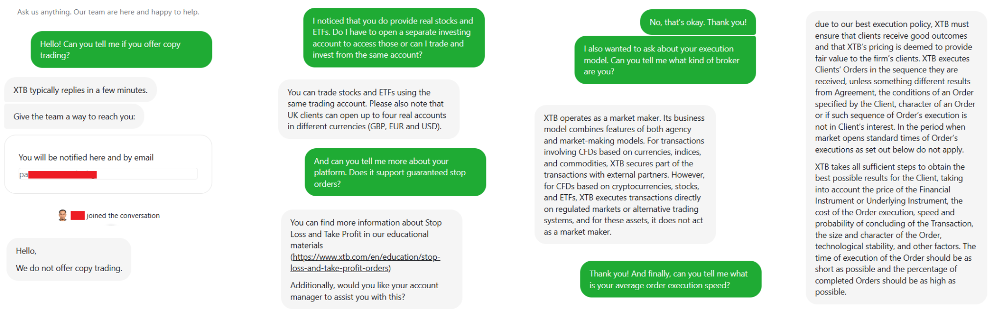 My first conversation with XTB (Source: www.xtb.com)