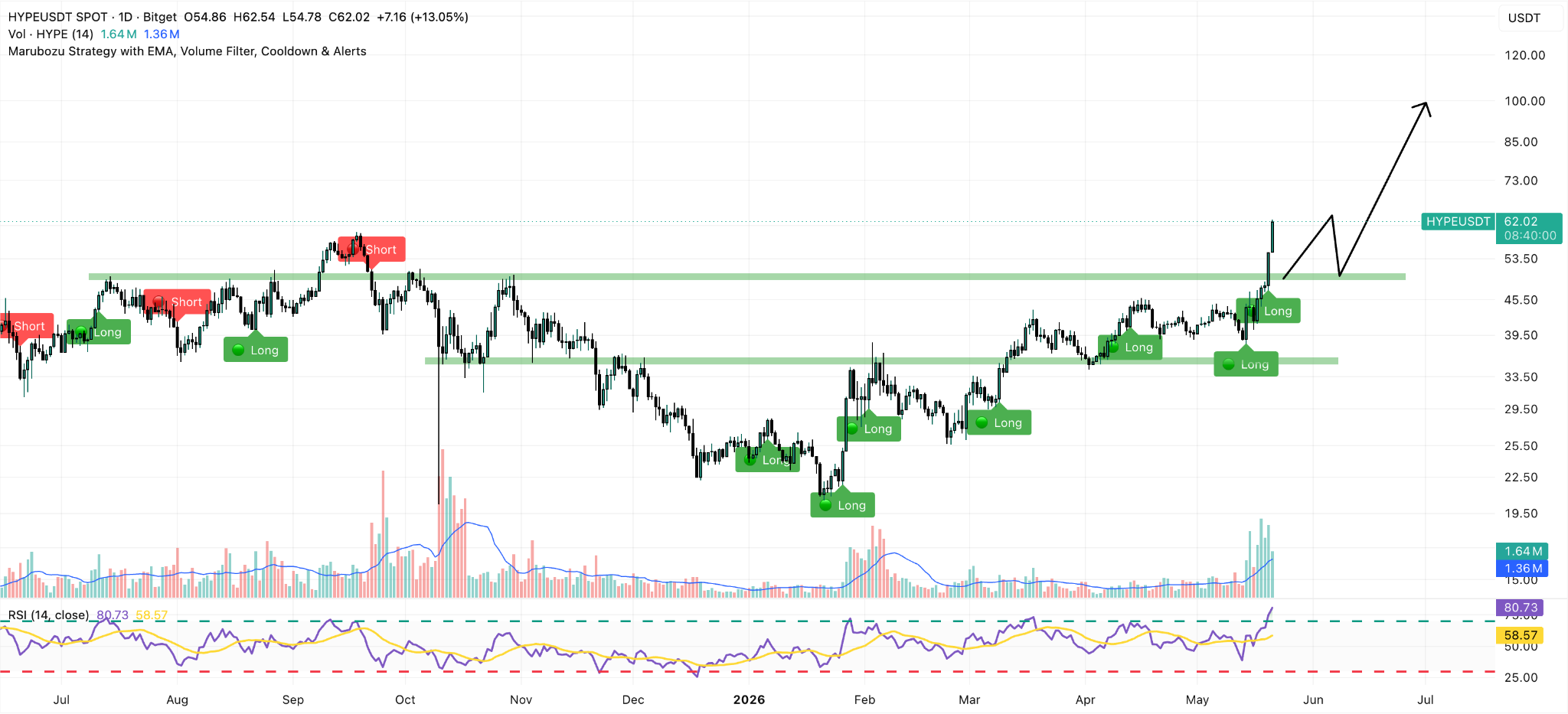 HYPE/USDT Daily Chart