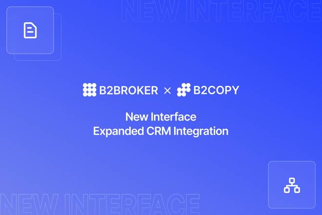 B2BROKER and B2COPY, above the label "New Interface Expanded CRM Integration"