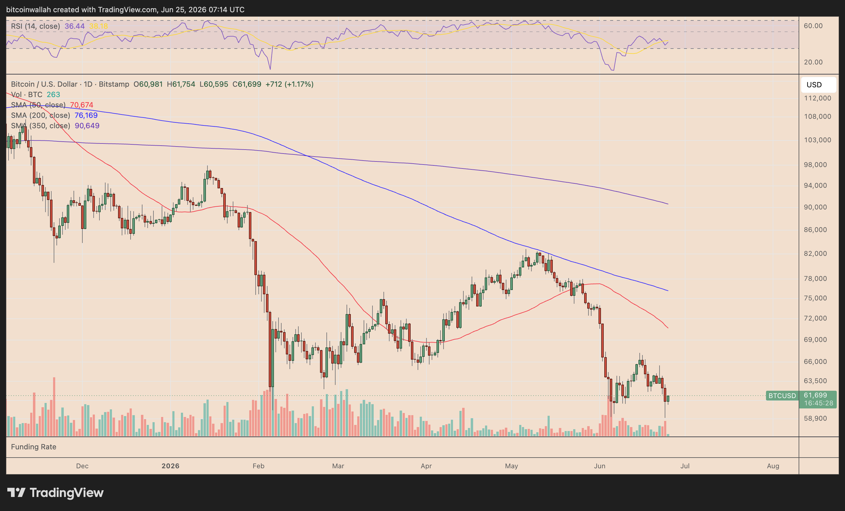 Bitcoin price daily chart showing intraday BTC rebound