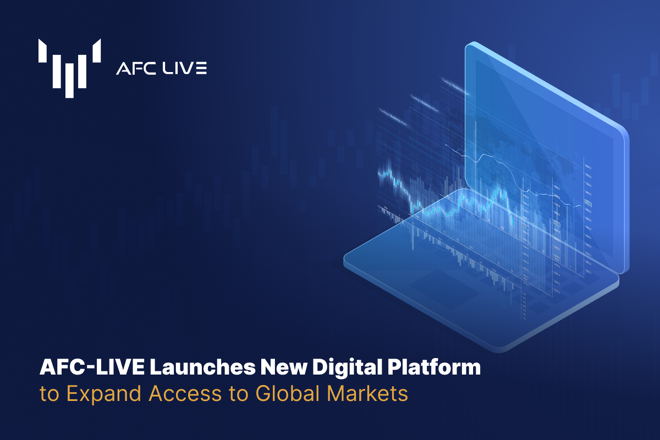 AFC-LIVE logo, a digital laptop and the launch of the New Digital Platform