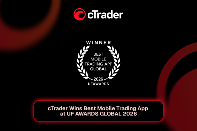 cTrader logo and its award Best Mobile Trading App at UF AWARDS GLOBAL 2026