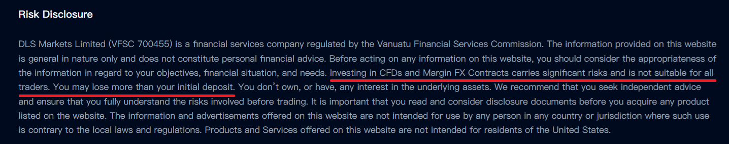 DLSM’s risk disclosure