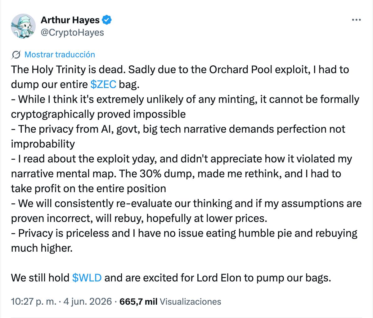 Arthur Hayes Official X Account