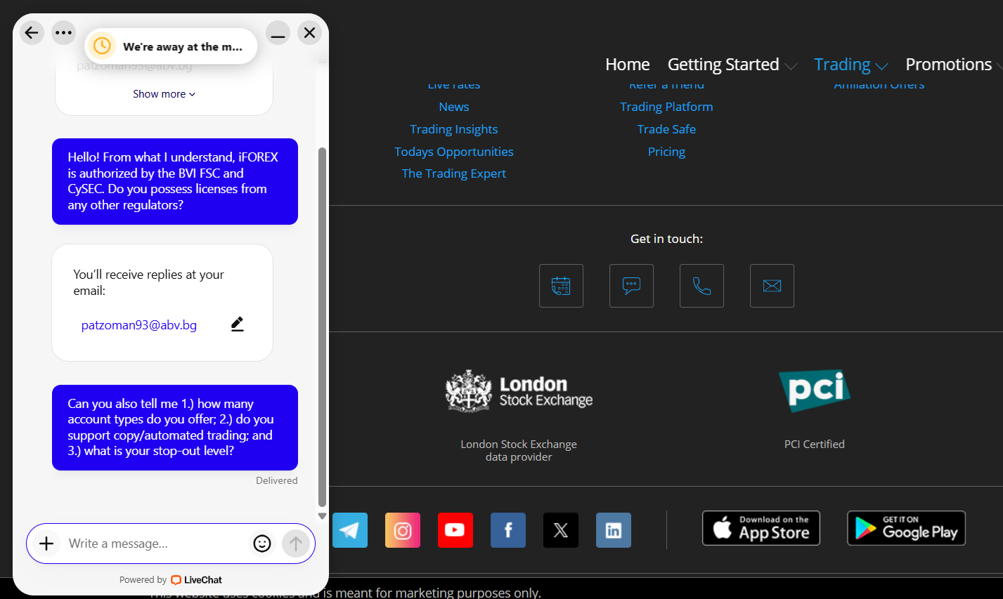 My first attempt to speak with iFOREX