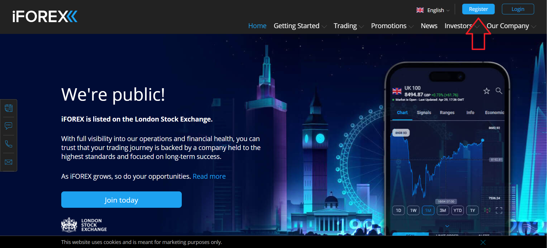 Opening an account with iFOREX