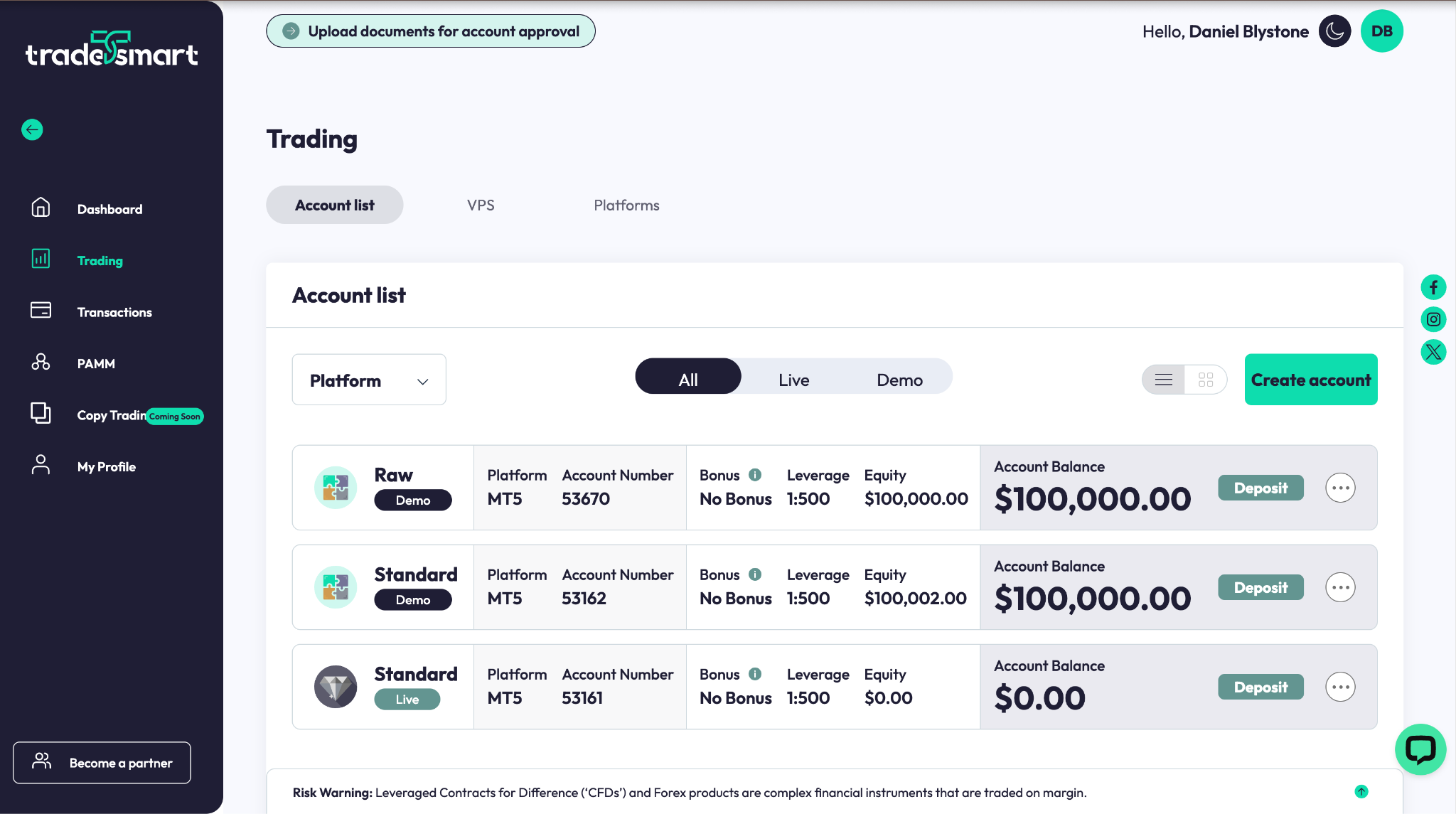 TradeSmart client portal
