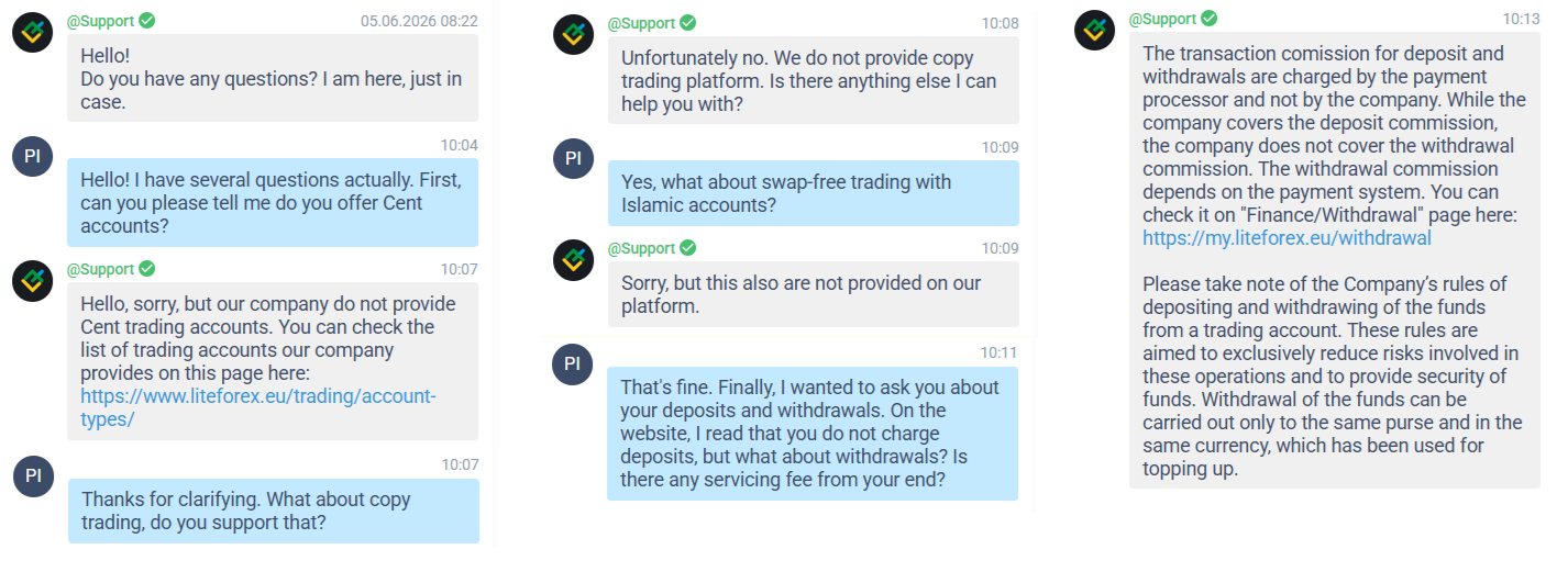 My conversation with LiteForex