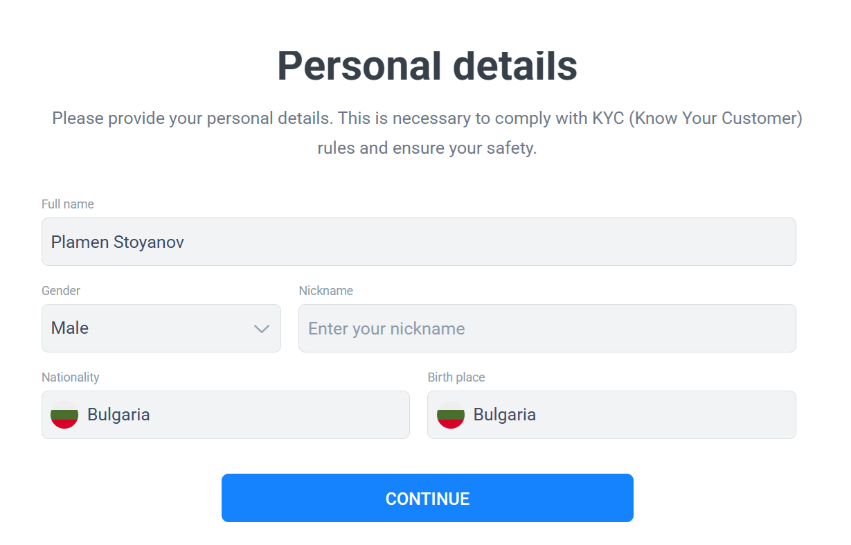 LiteForex’s account registration form
