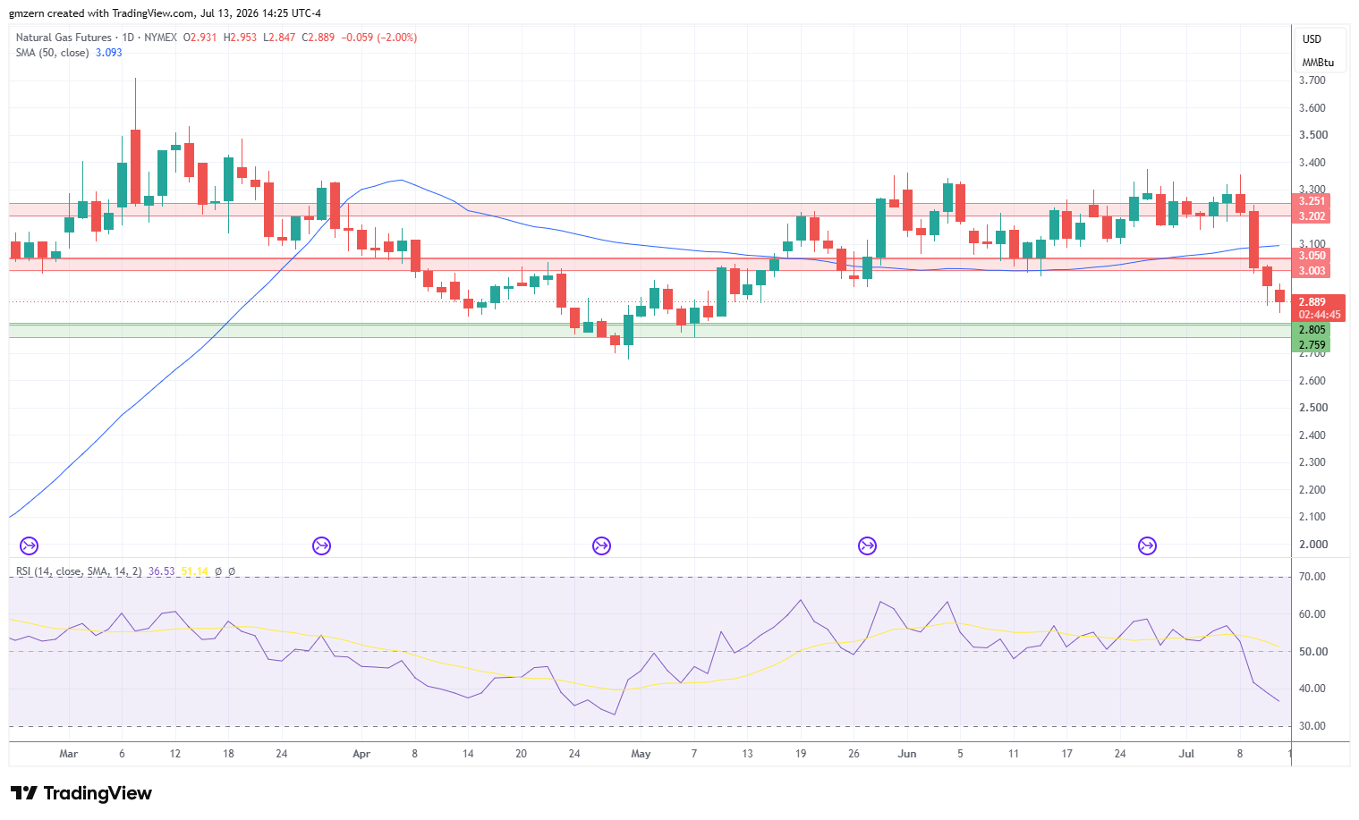 Natural Gas 130726 Daily Chart