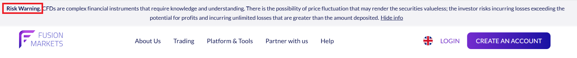 Fusion Markets’ risk notice