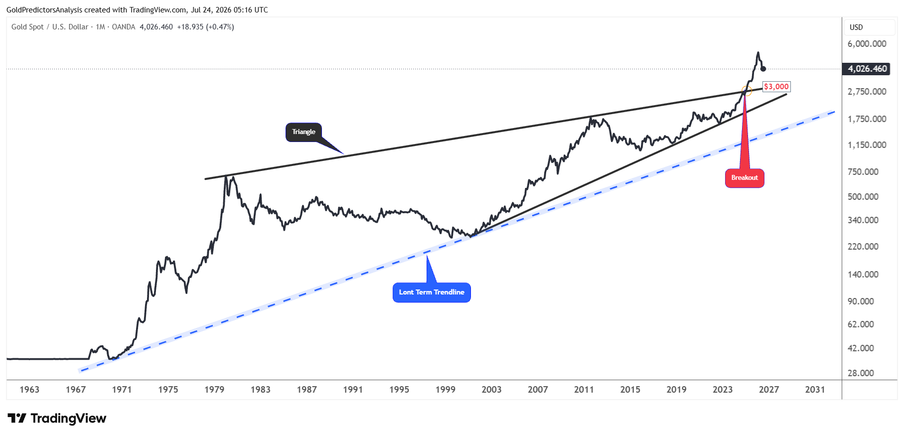 gold long term correction