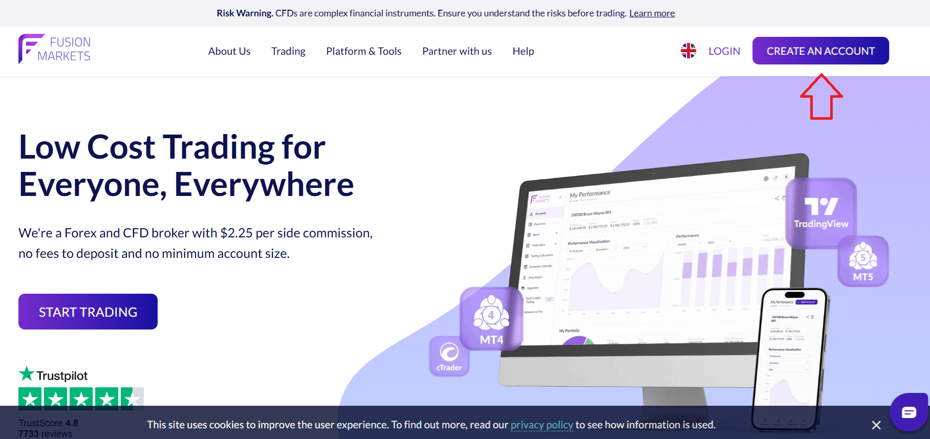 Opening an account with Fusion Markets