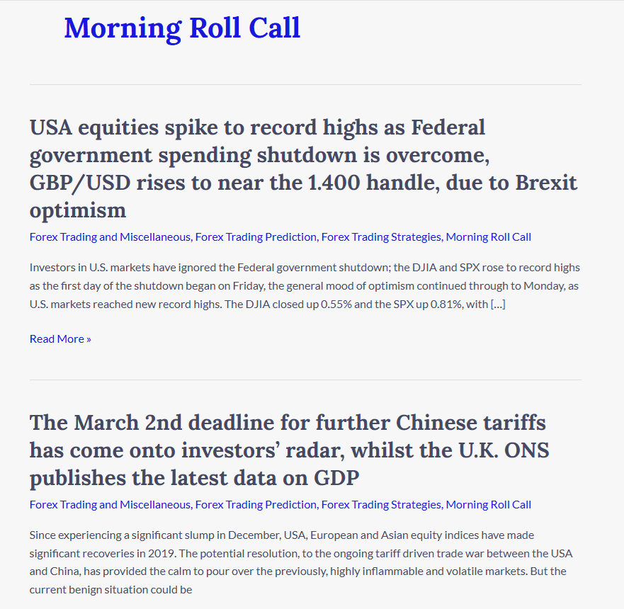 FXCC’s morning roll call
