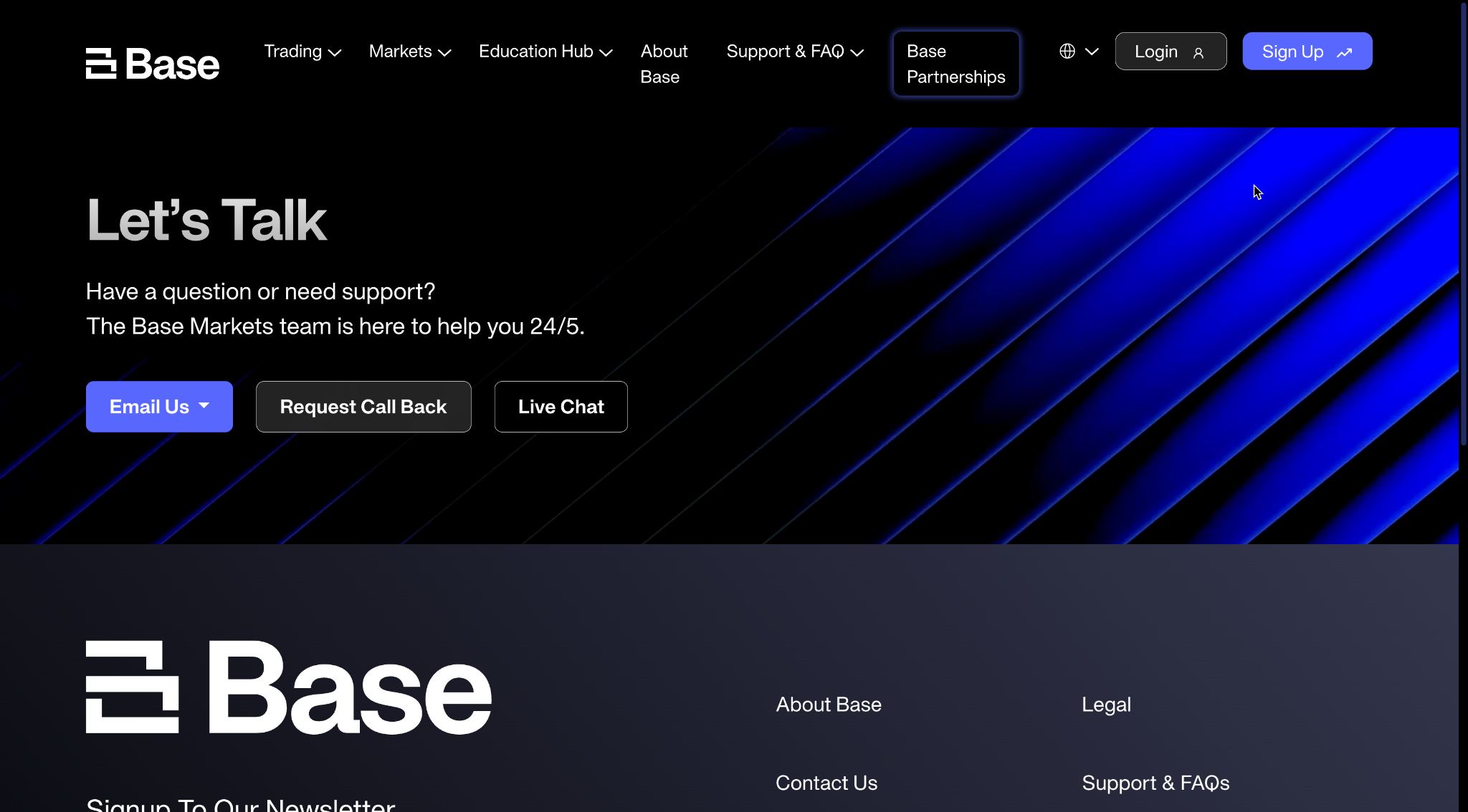 Base Markets customer support options