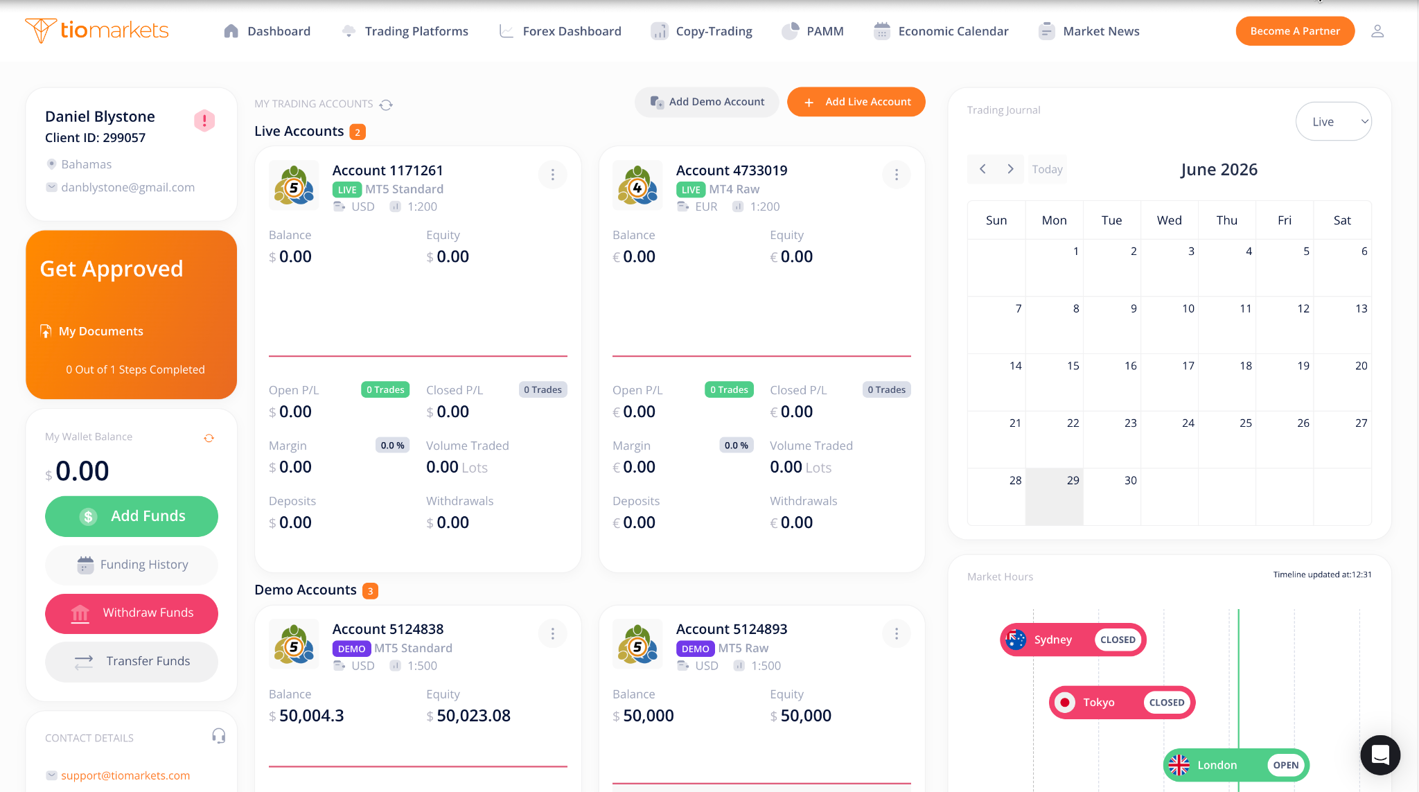 TIOmarkets client portal
