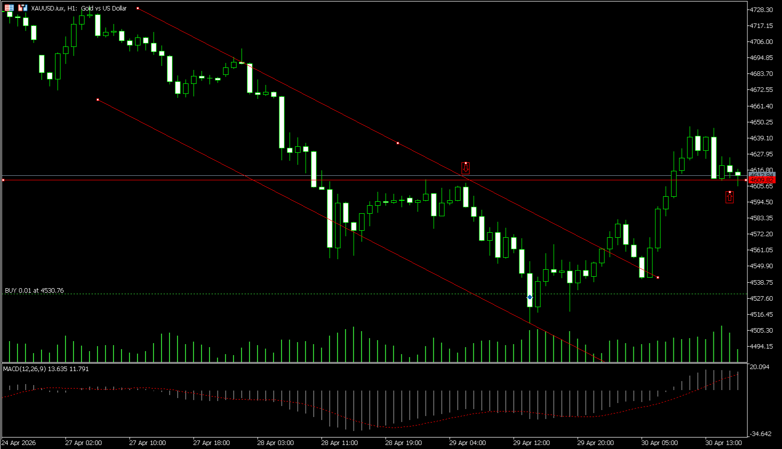 MetaTrader 5’s charts screen