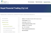 Royal Financial Trading (CY) Ltd’s licensing info cysec.gov.cy