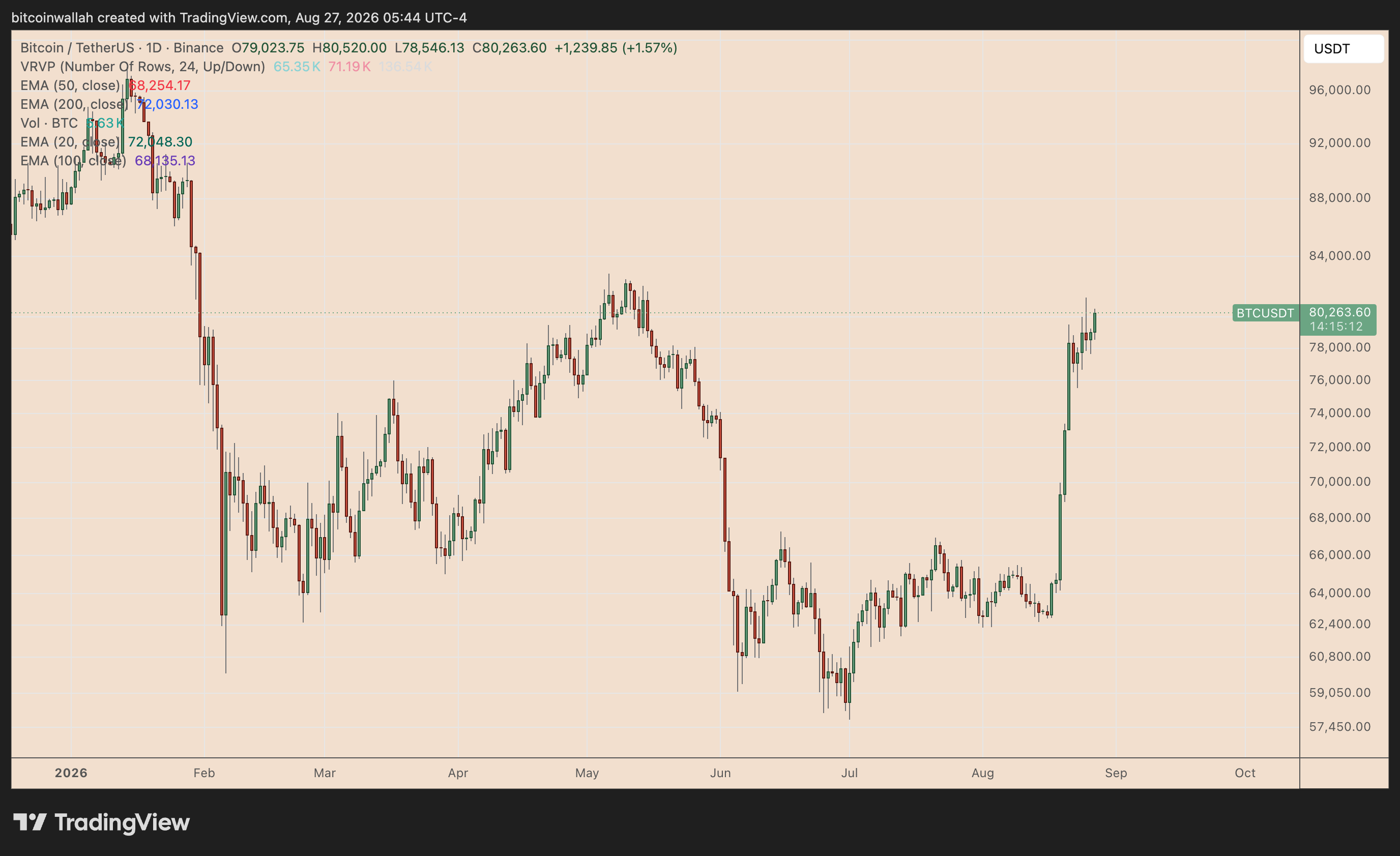 BTC/USDT daily price chart