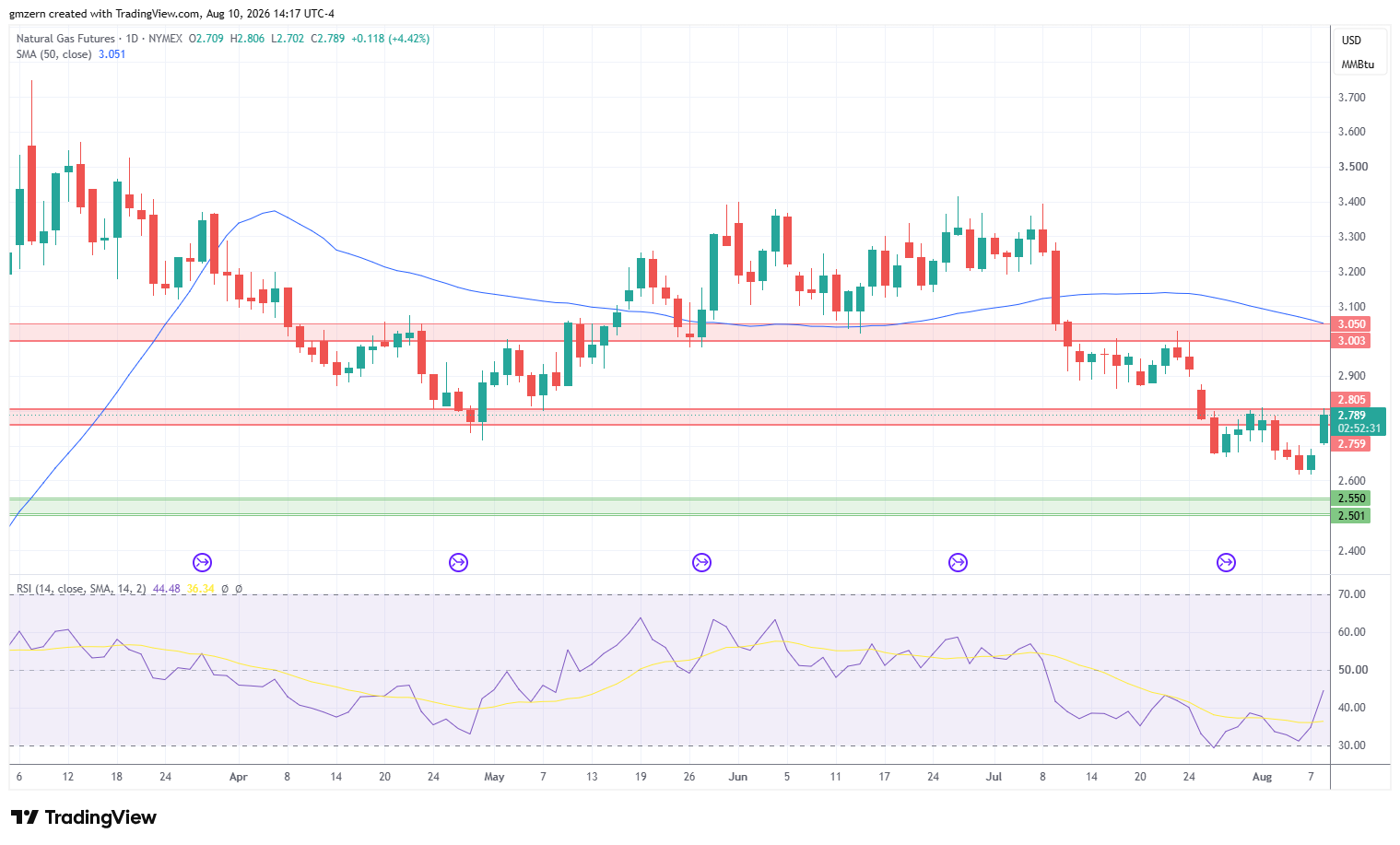 Natural Gas 100826 Daily Chart
