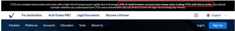 ActivTrades’ risk notice