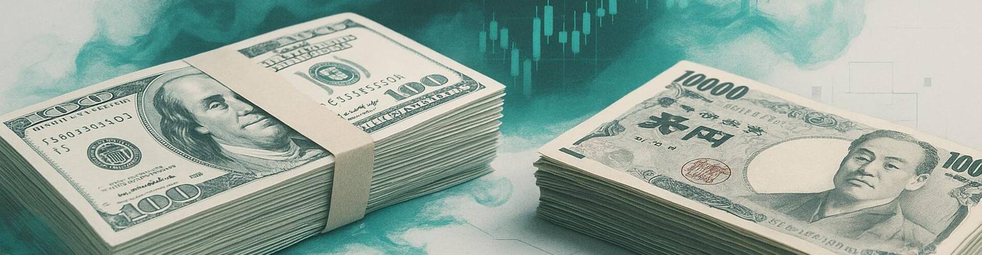 American and Japanese flags and money