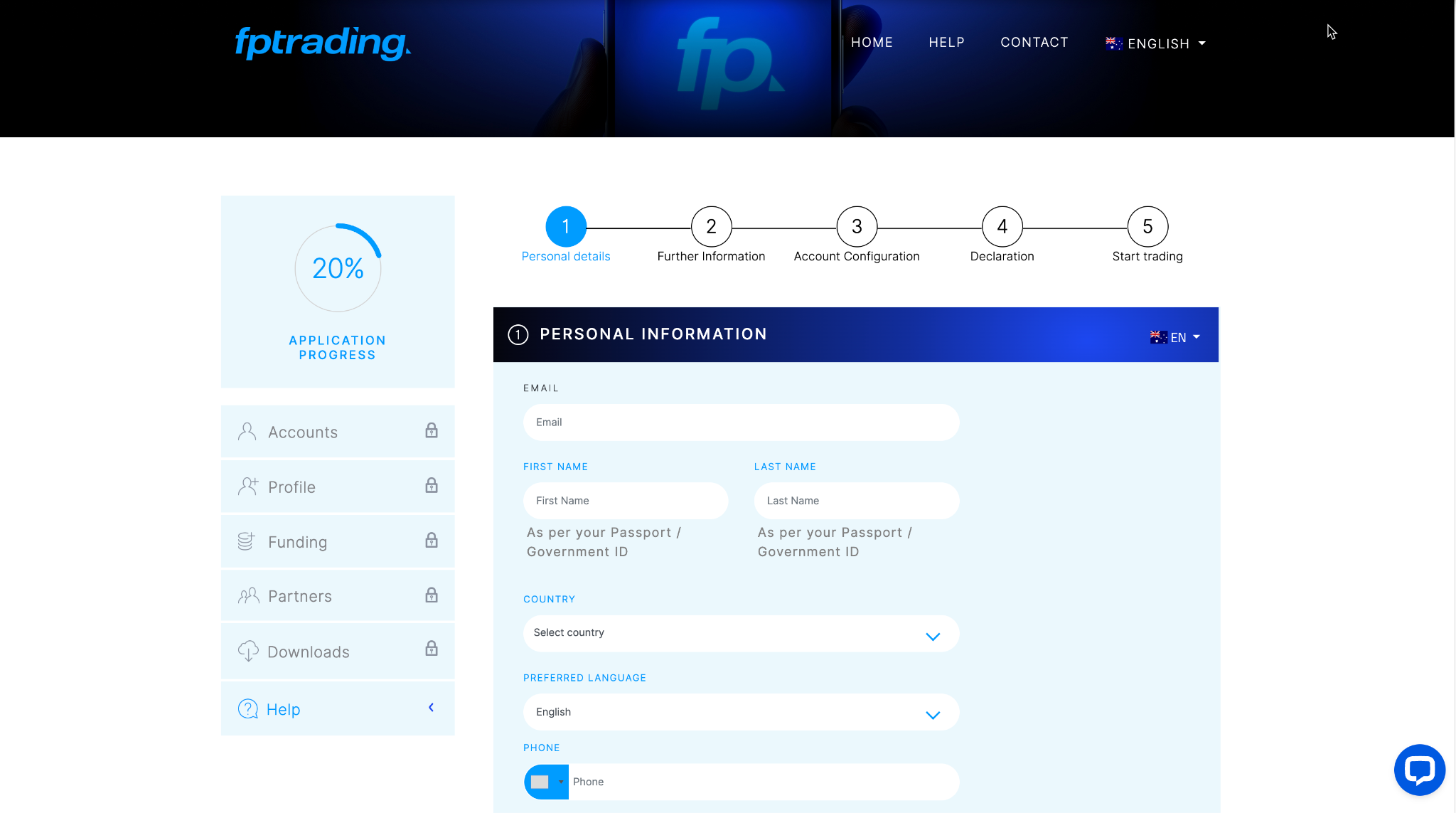 FP Trading account registration