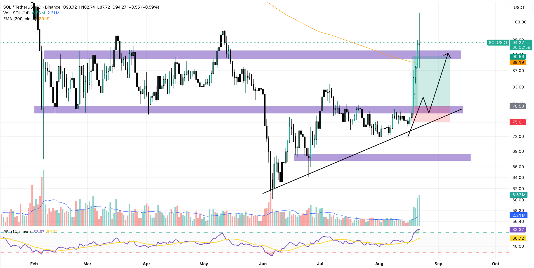 SOL/USDT Daily Chart