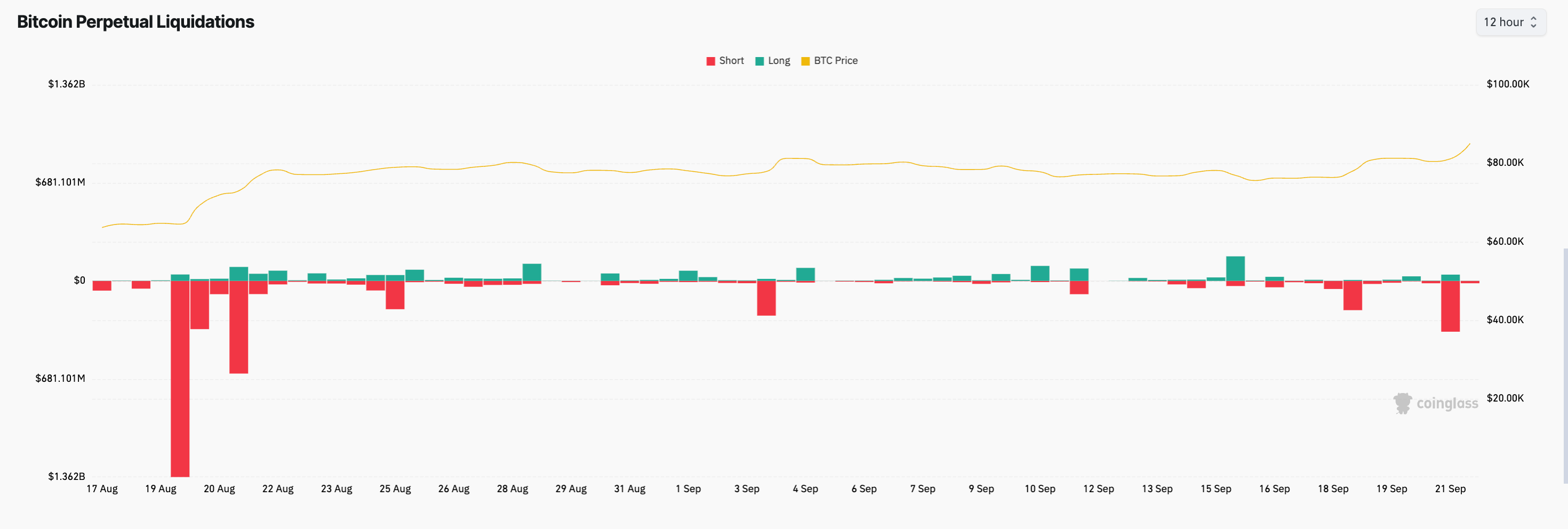 Bitcoin liquidations in the past 24 hours