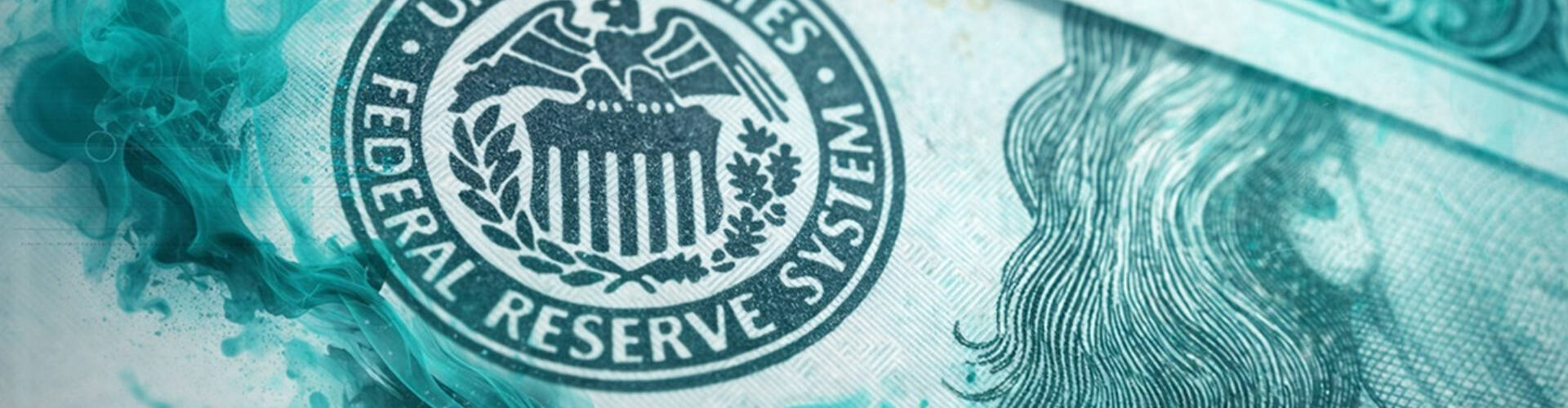 US Dollar banknotes and Fed icon