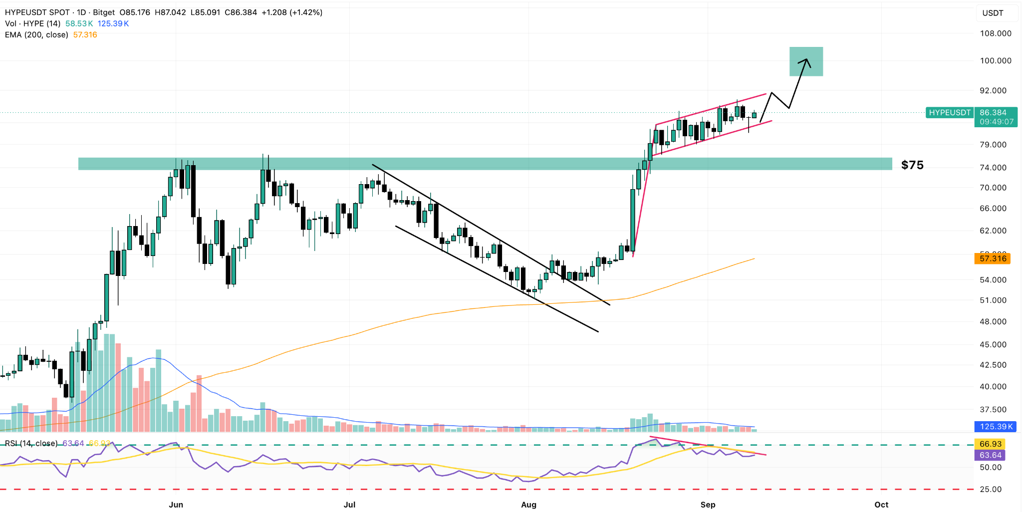HYPE/USDT Daily Chart