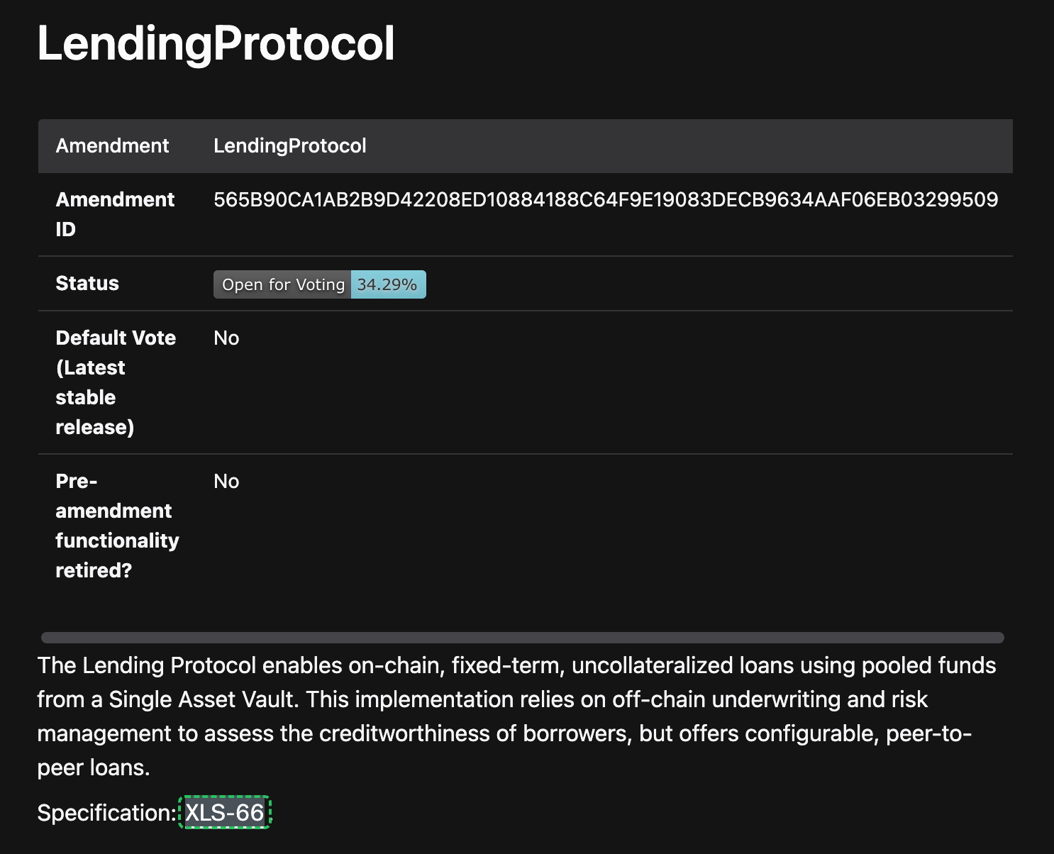 XRP Lending Protocol Proposal (XLS-66)