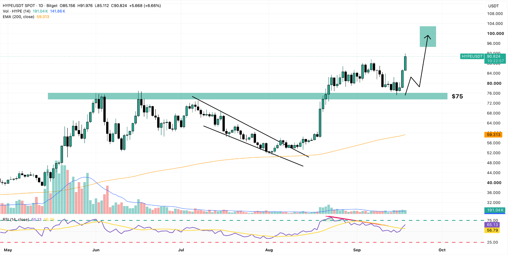 HYPE/USDT Daily Chart