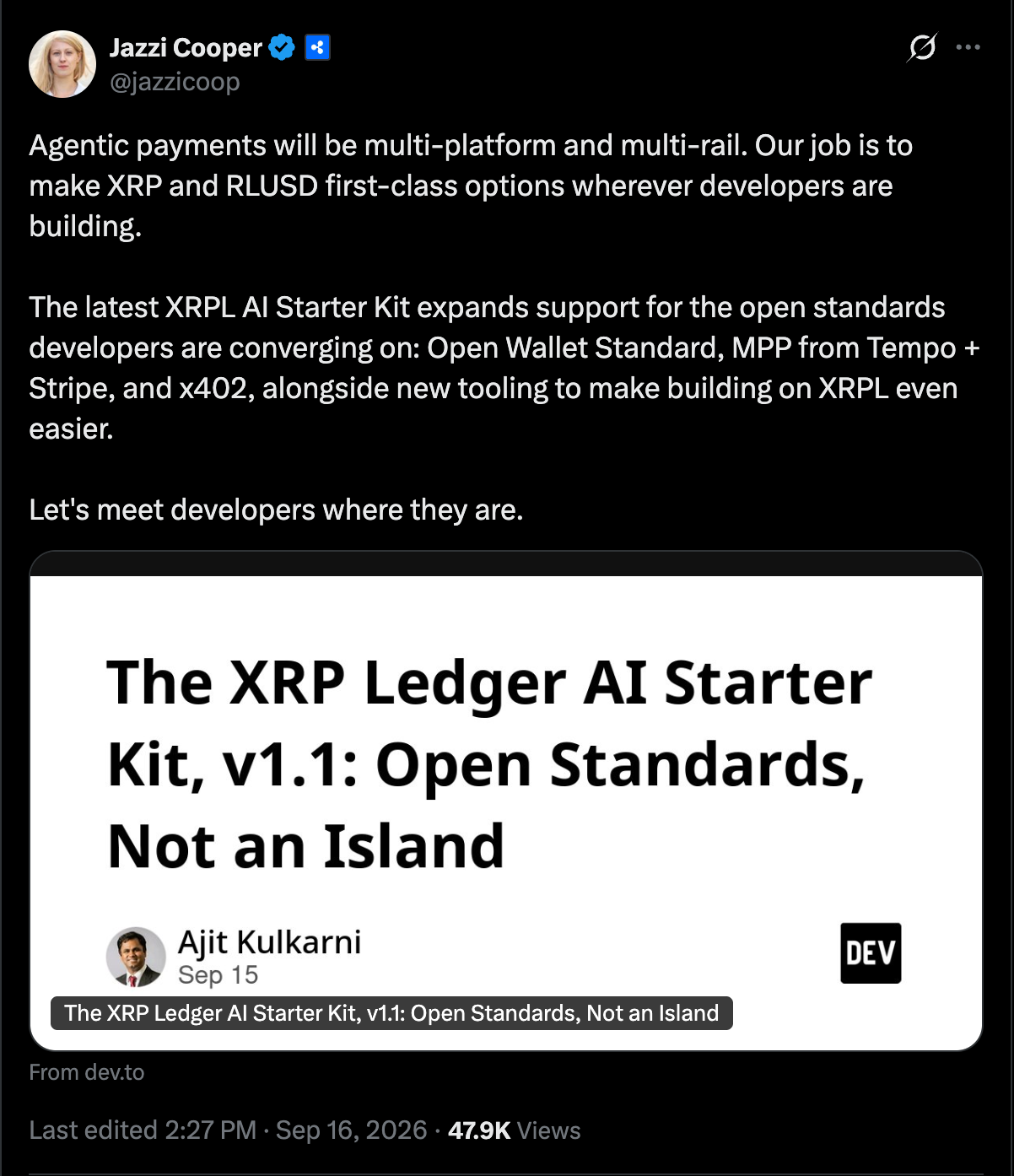 Jazzi Cooper (Head of Product at Ripple) X Account