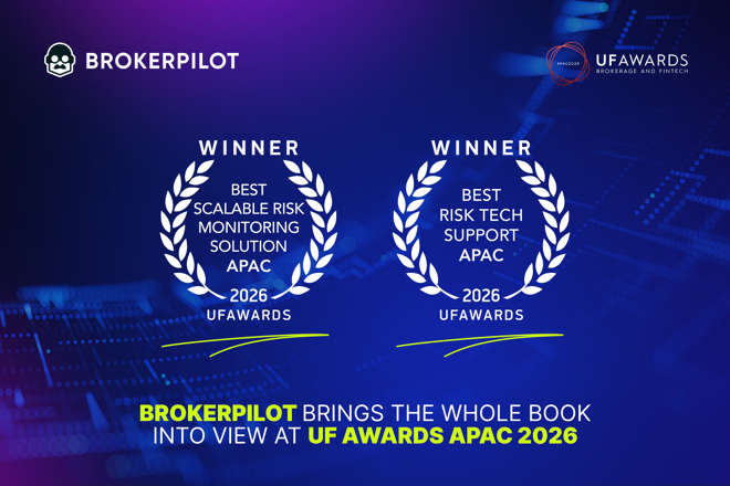 Brokerpilot wins Best Scalable Risk Monitoring Solution and Best Risk Tech Support at the UF Awards APAC 2026.