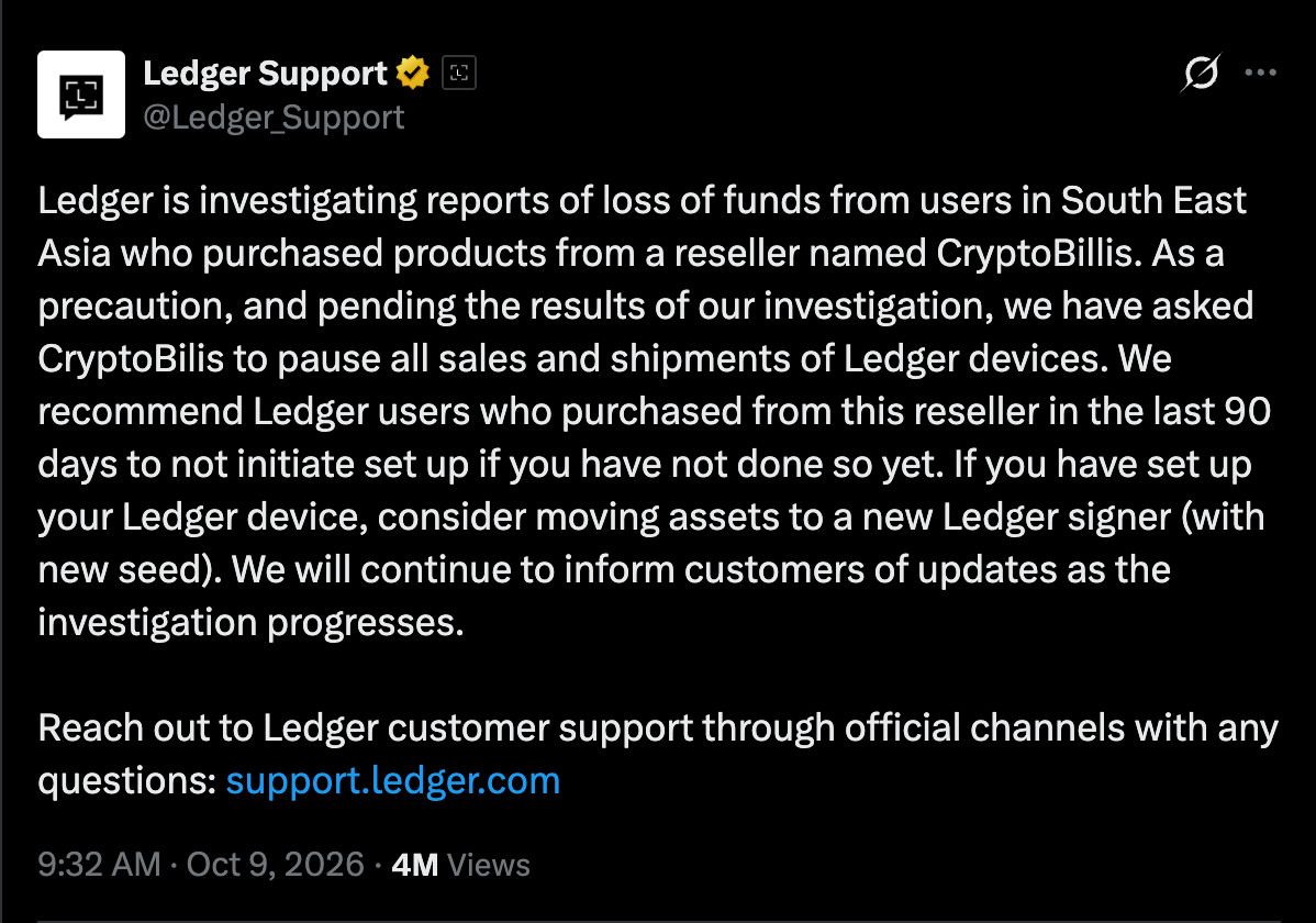 Ledger Support Official X Account