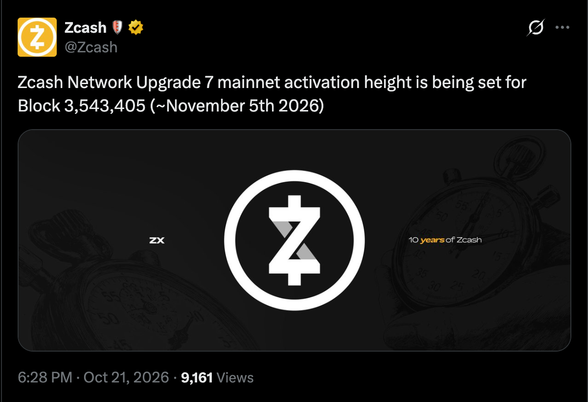 Zcash Official X Account