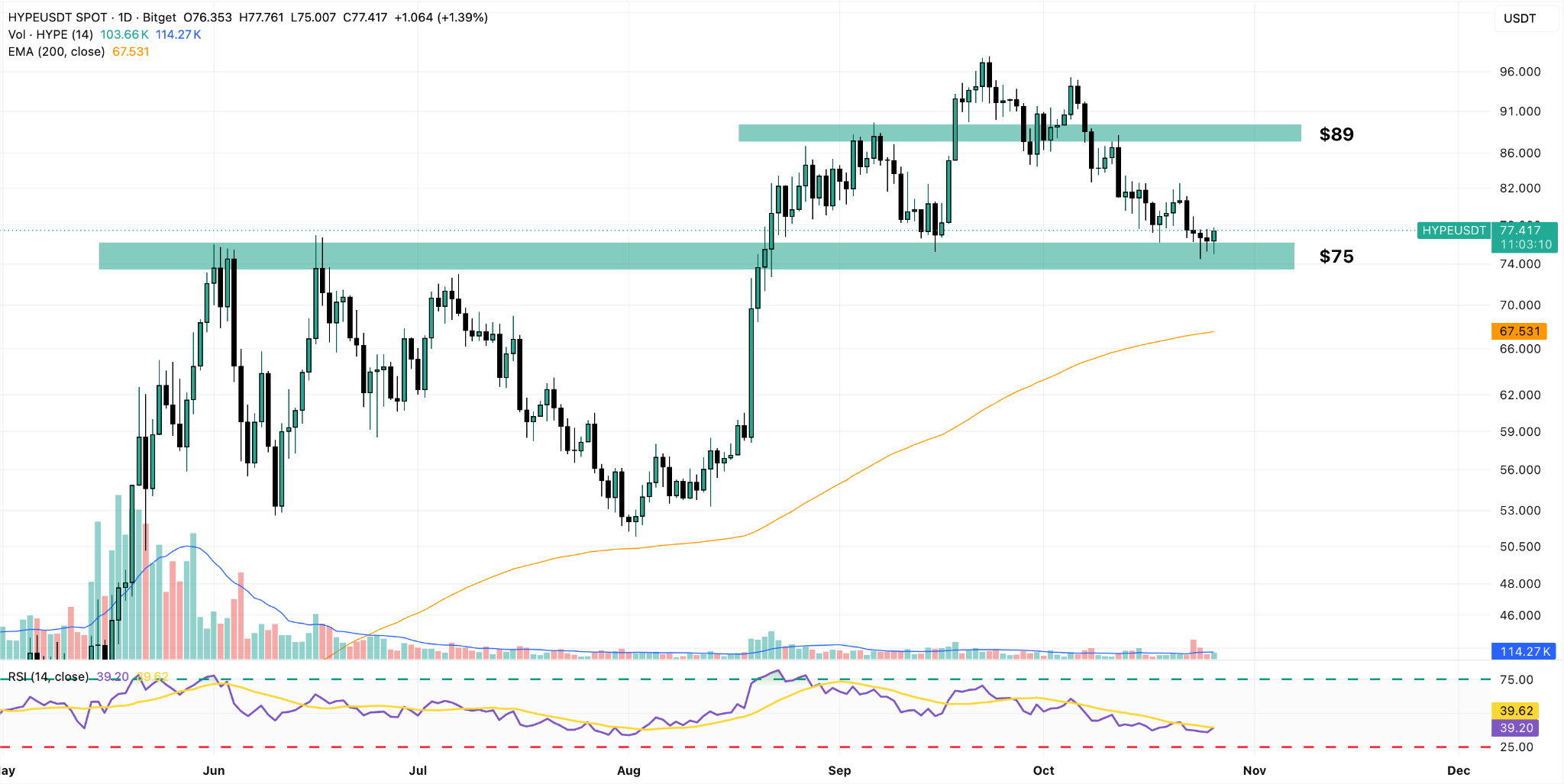 HYPE/USDT Daily Chart