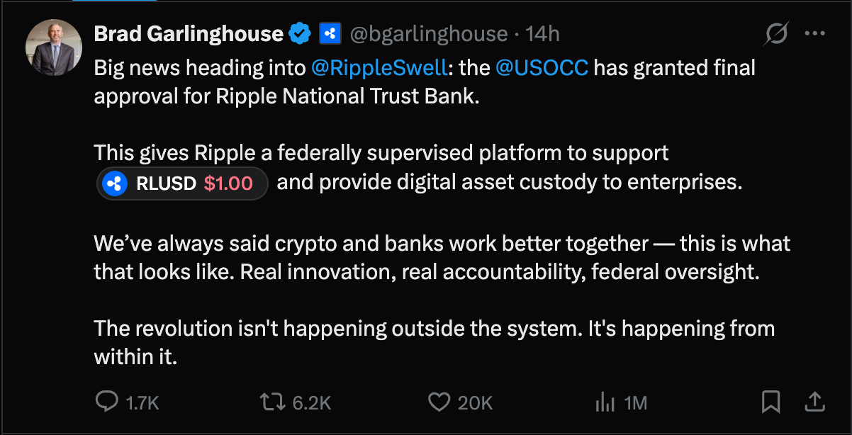 Brad Garlinghouse Official X Account