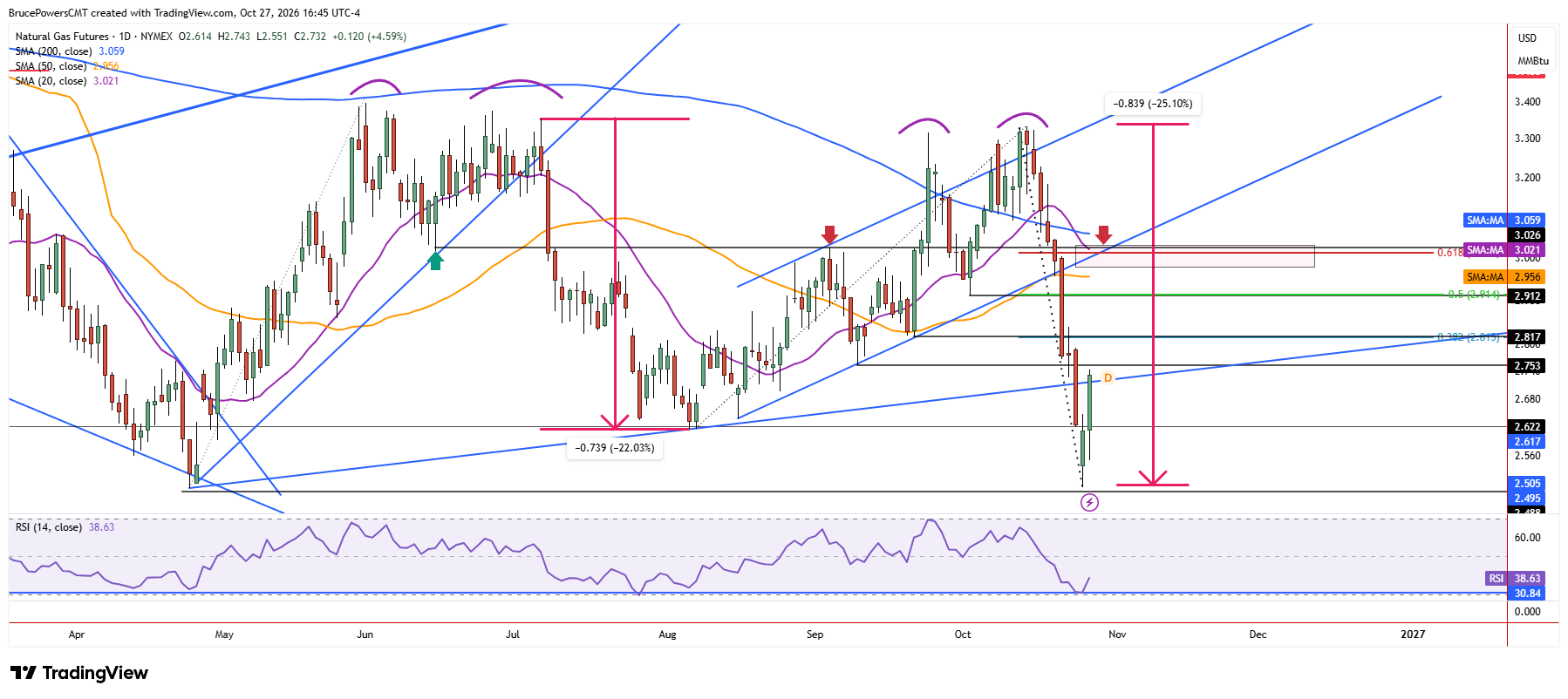 Natural gas daily chart shows sharp rally off key support