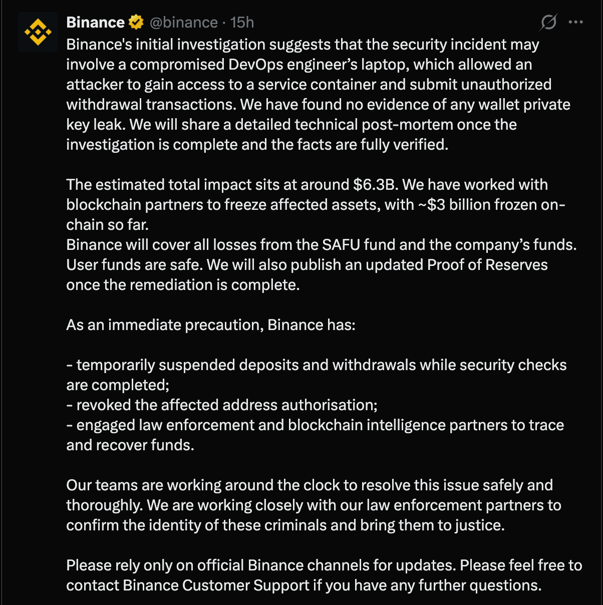 Binance Official X Account