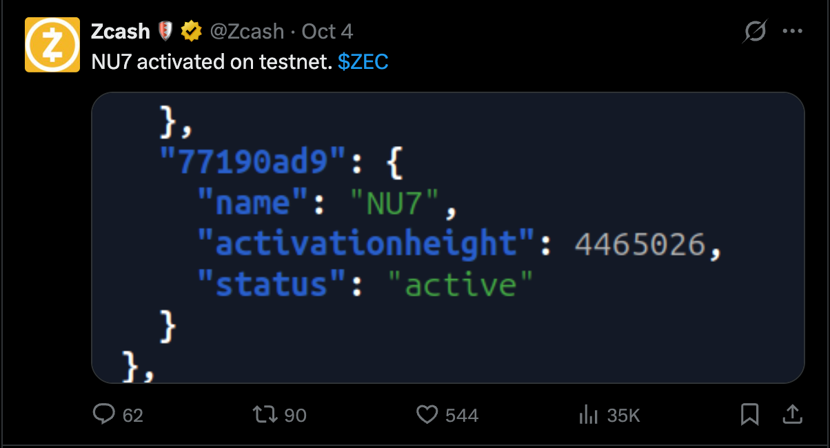 Zcash Official X Account