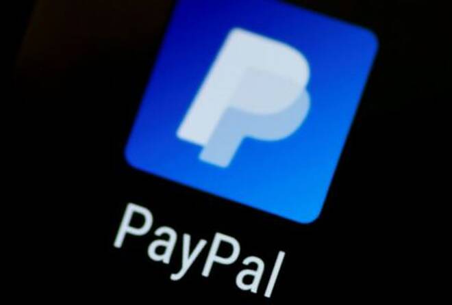Illustration photo of the PayPal app on a
